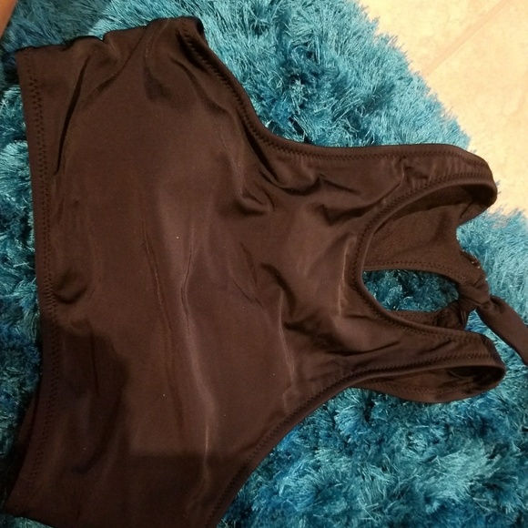 NWT OLD NAVY BLACK HIGH NECK SWIM TOP BOW BACK CUT - Picture 2 of 2